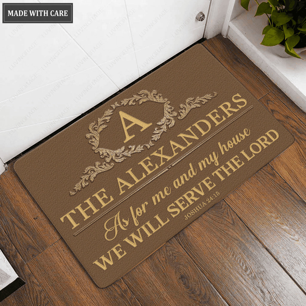 Luvingrace L221 Elegant Vintage Monogram Collection As For My House Personalized Doormat