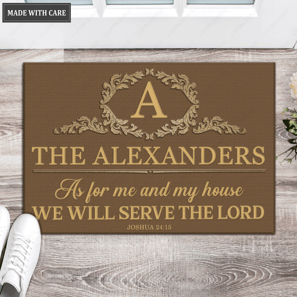 Luvingrace L221 Elegant Vintage Monogram Collection As For My House Personalized Doormat