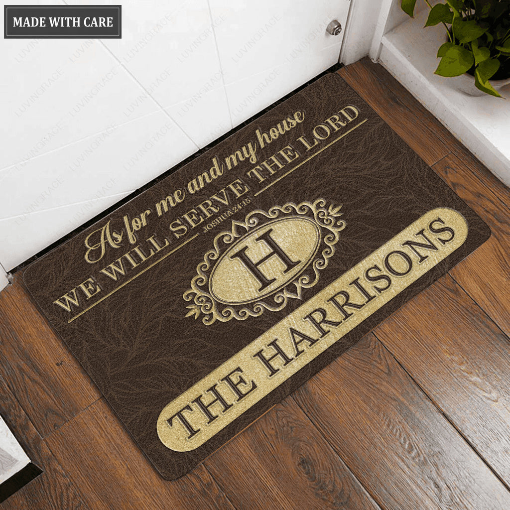 Luvingrace L222 Elegant Vintage Monogram Collection As For My House Personalized Doormat