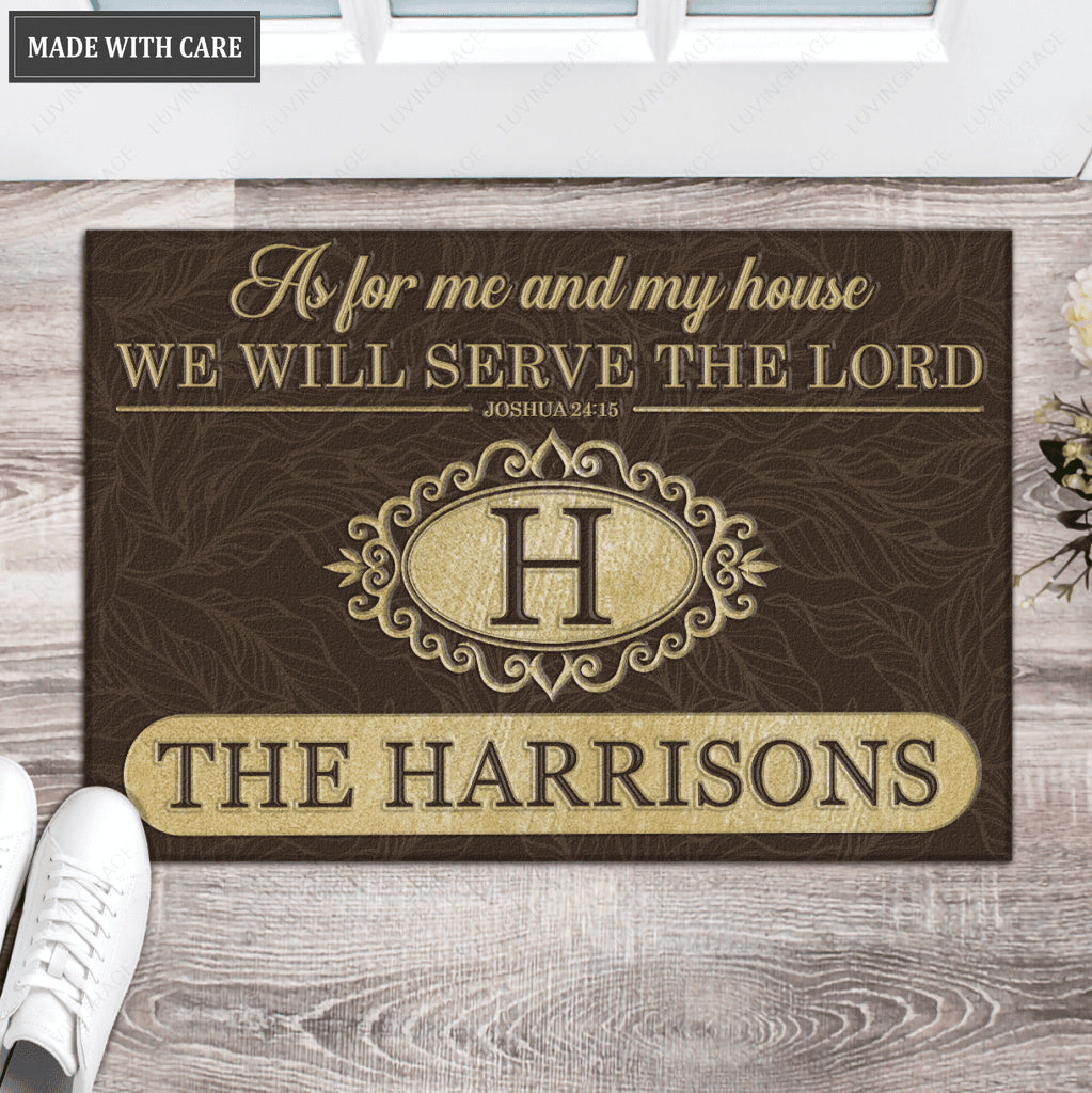 Luvingrace L222 Elegant Vintage Monogram Collection As For My House Personalized Doormat