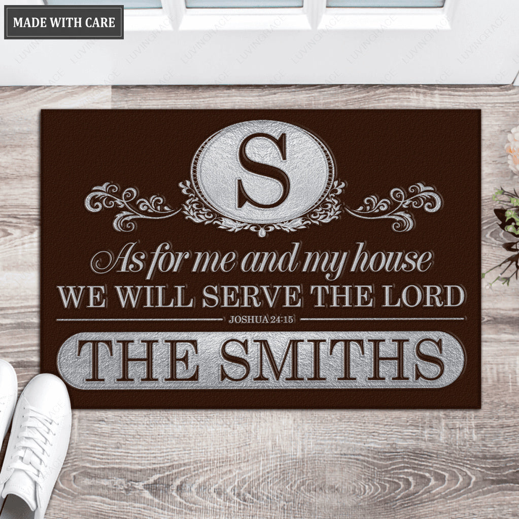 Luvingrace L223 Elegant Vintage Monogram Collection As For My House Personalized Doormat
