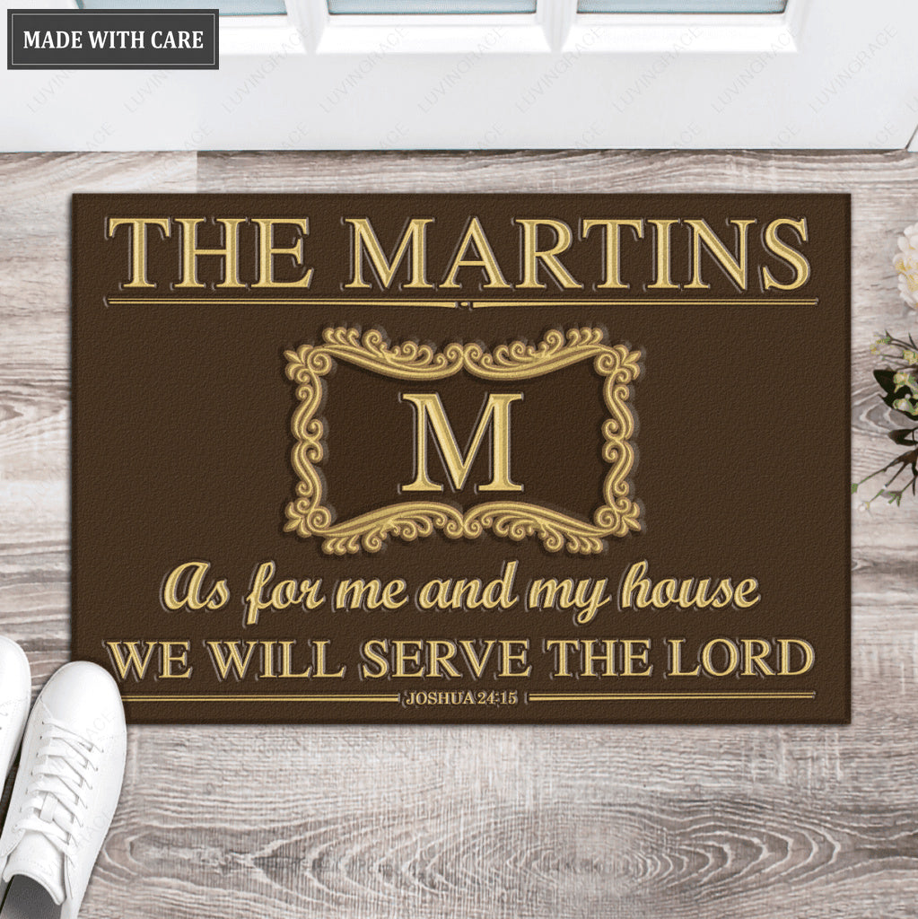 Luvingrace L225 Elegant Vintage Monogram Collection As For My House Personalized Doormat