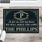 Printfamily L226 Elegant Vintage Monogram Collection As For My House Personalized Doormat