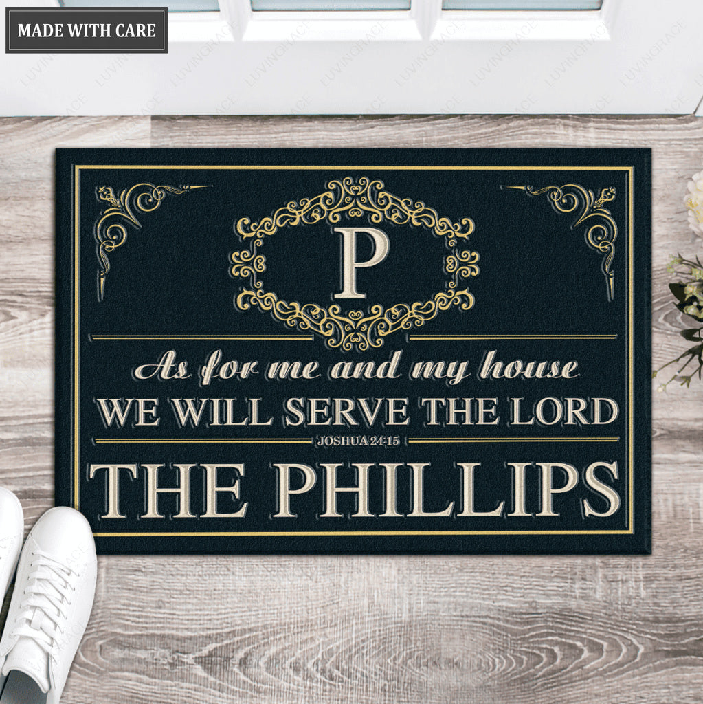 Luvingrace L226 Elegant Vintage Monogram Collection As For My House Personalized Doormat