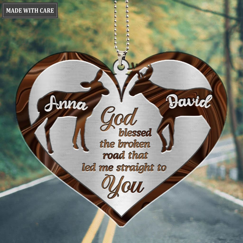 Luvingrace M73 Deer Couple God Blessed Personalized Ornament