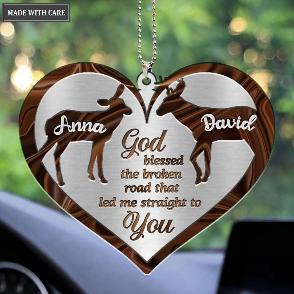 Luvingrace M73 Deer Couple God Blessed Personalized Ornament