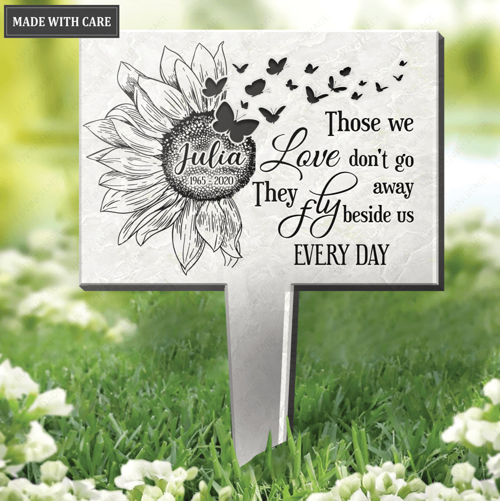 Personalized Butterflies Fly Beside Us Plaque Stake