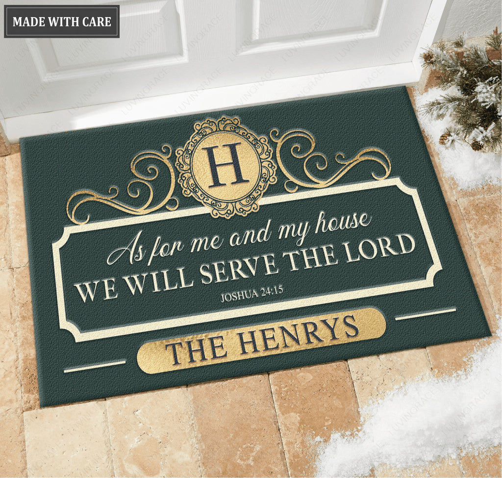 Elegant Colors Family Home Serve The Lord Personalized Doormat