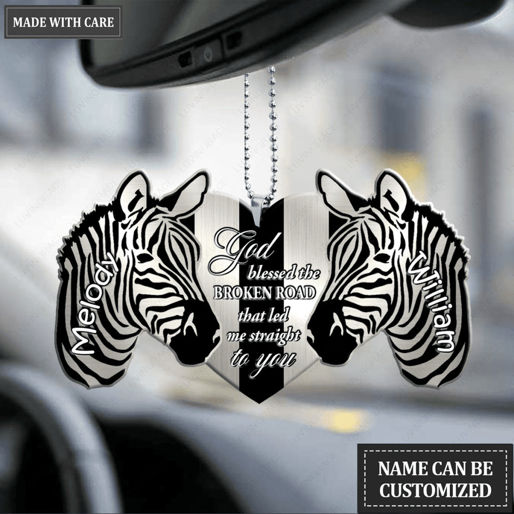 Zebra Couple God Blessed Personalized Ornament