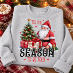 Christmas Santa Graphic Sweatshirt for Women, Christmas Tree and Presents Crewneck Pullover, Festive Holiday Winter Top, Cozy Christmas Party Outfit, Seasonal Gift