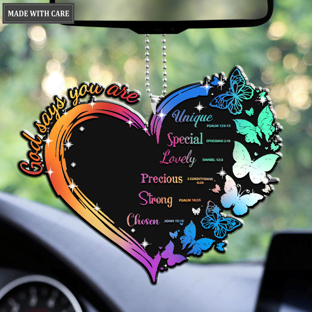 Rainbow Heart of Butterfly God Says You Are Ornament