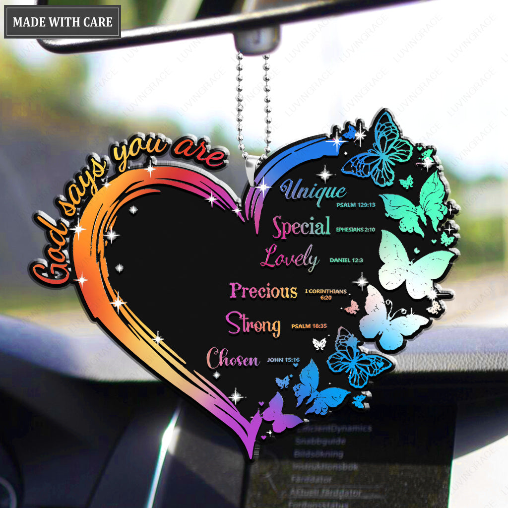 Rainbow Heart of Butterfly God Says You Are Ornament