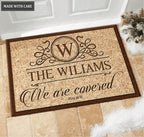 We are Covered Psalms 91 Religious Personalized Doormat