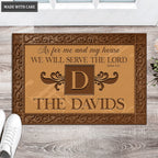 Welcome Monogram Serve The Lord Personalized Doormat