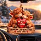 Personalized Names Highland Cow Couple 3D Ornament – Growing Old Together