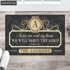 Elegant Black Family Home Serve The Lord Personalized Doormat