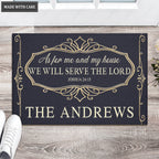 Elegant Monogram Serve The Lord Personalized Doormat