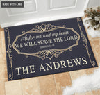 Elegant Monogram Serve The Lord Personalized Doormat