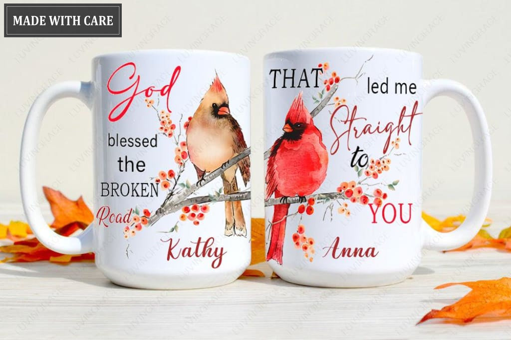 Personalized Mug Two Cardinals God Blessed