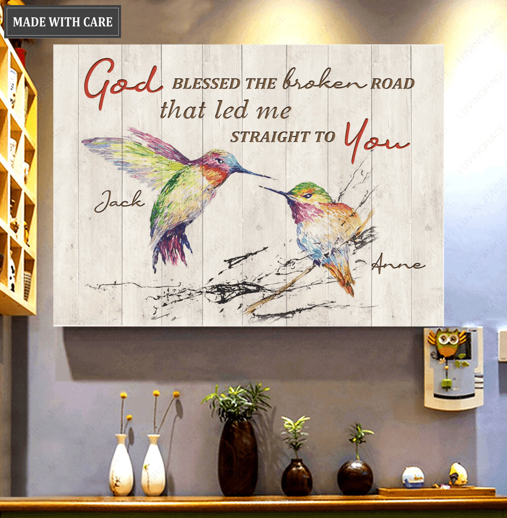 Personalized Poster Hummingbird God Blessed