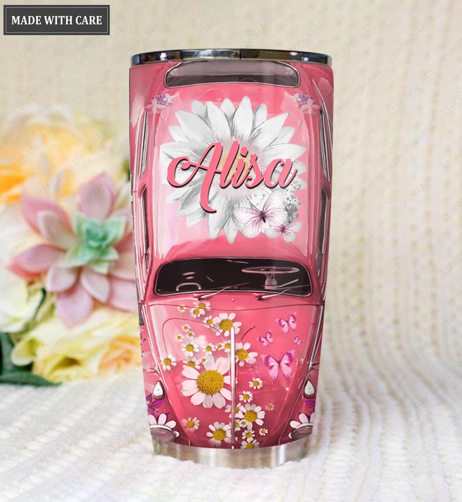 Personalized Huge Daisy Be Still Pink Tumbler