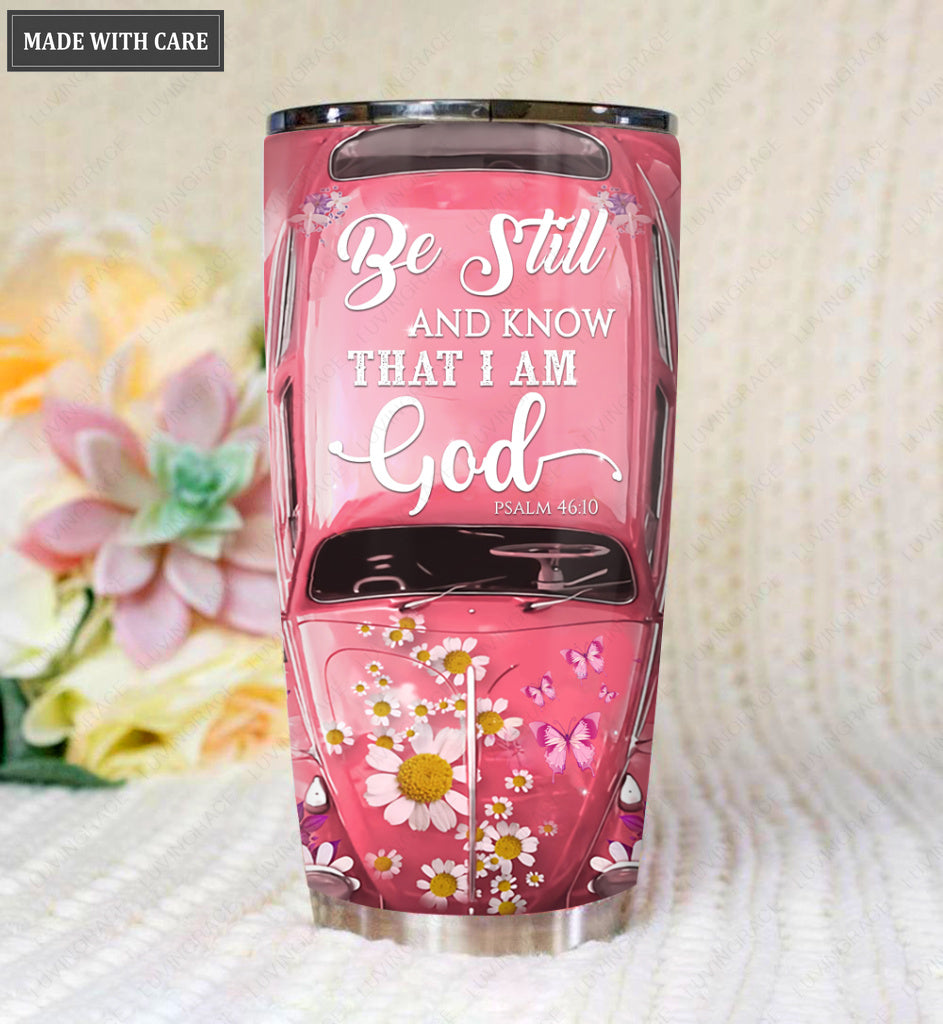 Personalized Huge Daisy Be Still Pink Tumbler