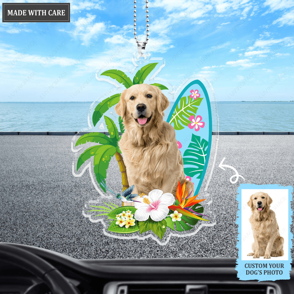 Summer Beach Floral Pet Ornament - Personalized Car Hanging Ornament