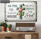 Floral Cross Serve The Lord Metal Sign