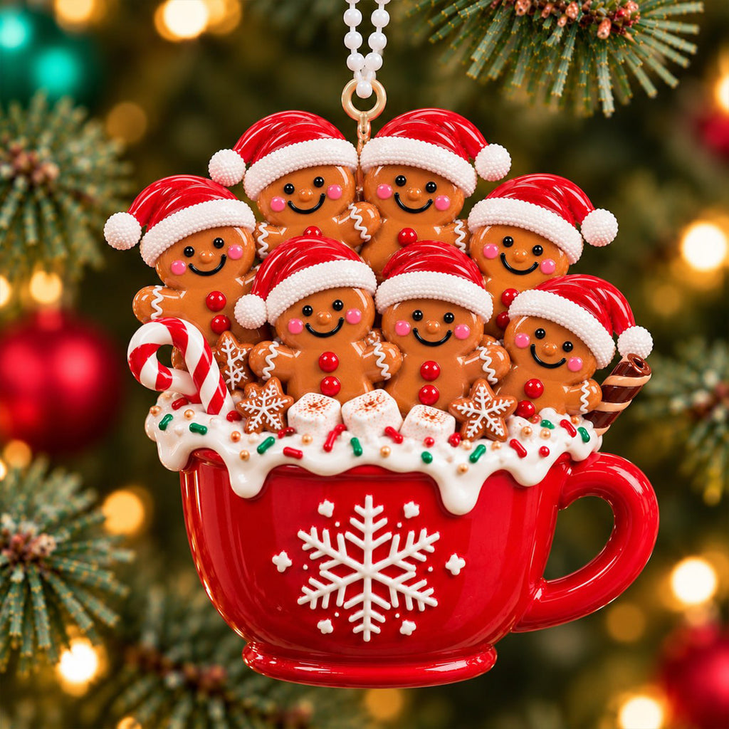 3D Raised Personalized Christmas Gingerbread Mug Ornament – Family Gift