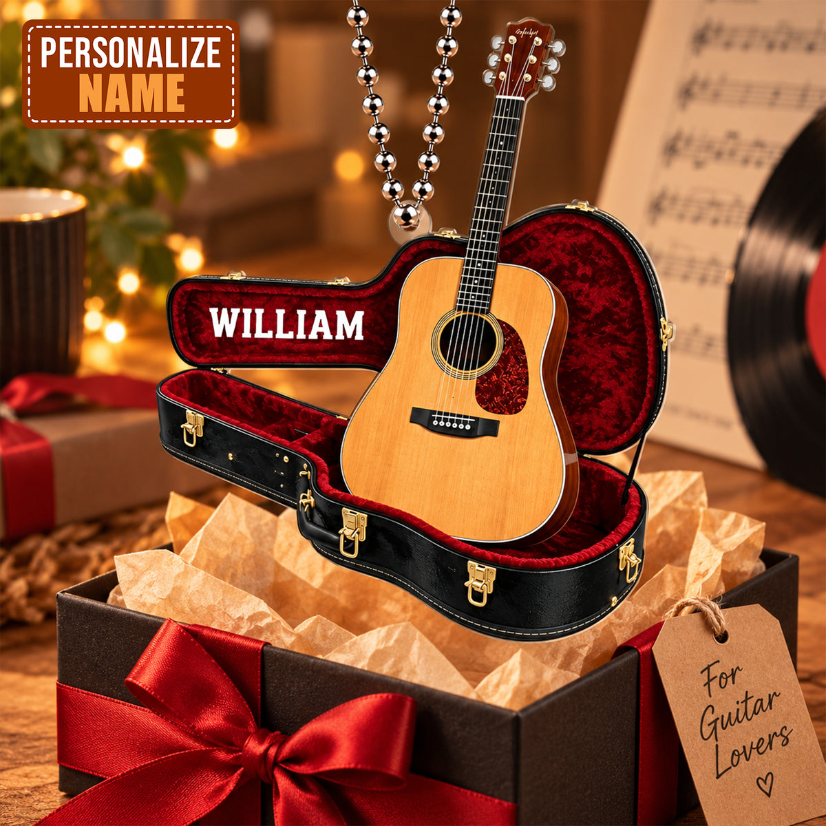 Personalized Name Guitar Case Ornament – Gift for Music Lovers