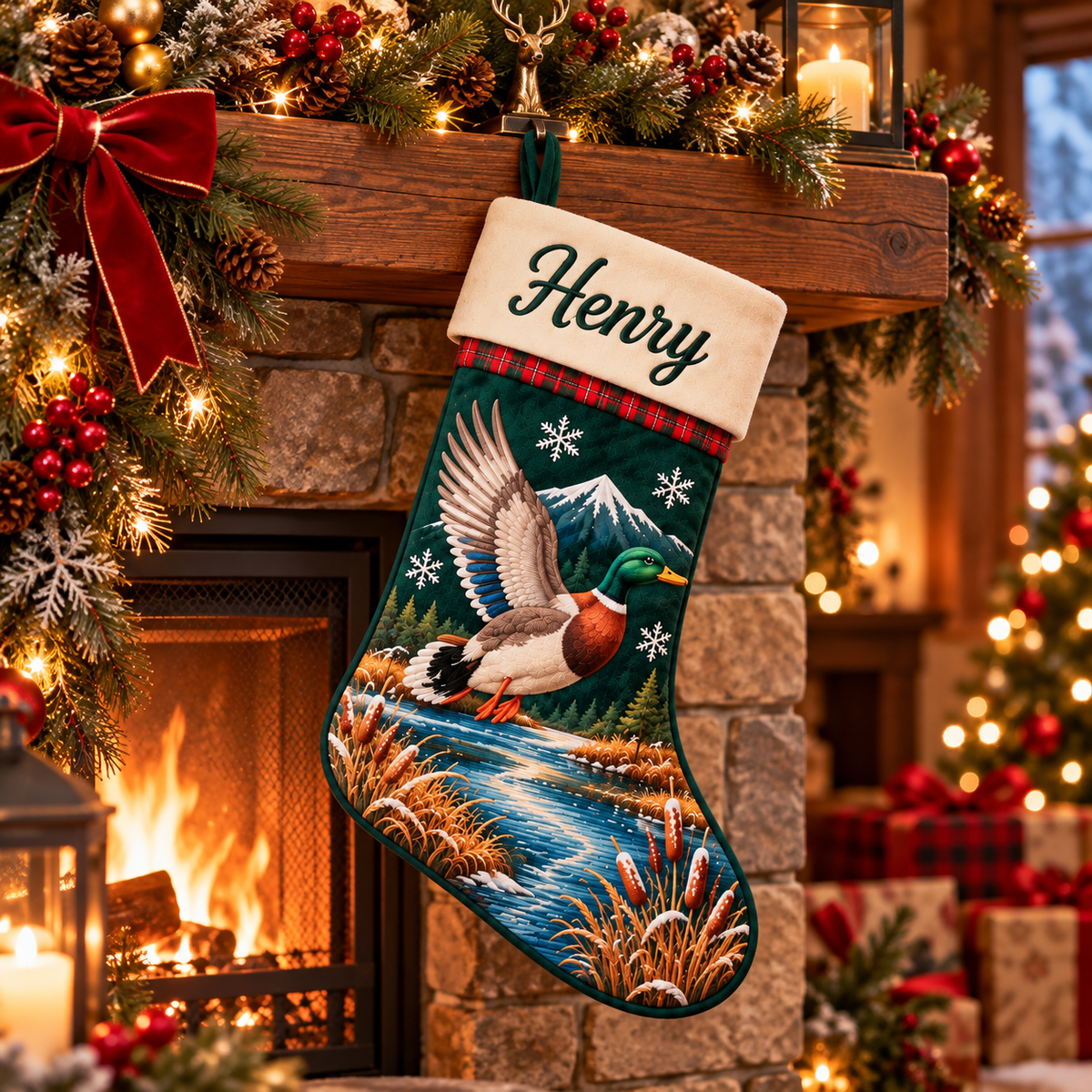 Personalized Name Mallard Duck Christmas Stocking – Hunting Christmas Gift for Hunters