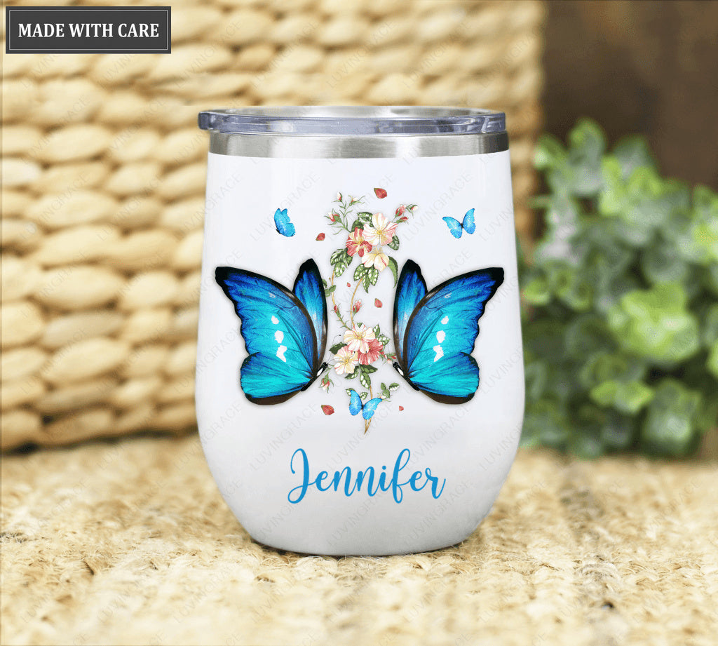Personalized Dual Butterflies Waymaker Wine Tumbler