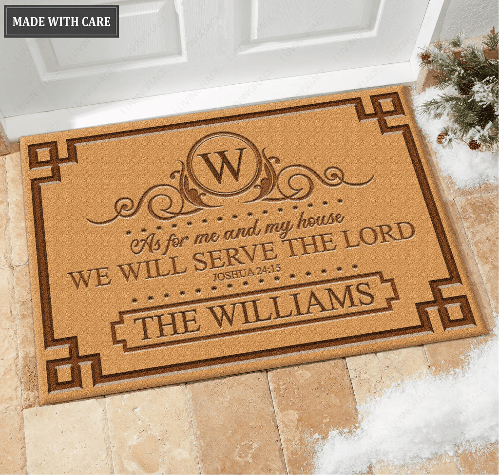 Greek Border Monogram As For My House Personalized Family Doormat