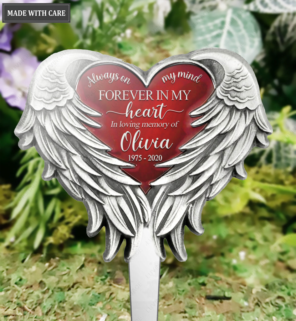 Personalized Angel Heart Memorial Plaque Stake