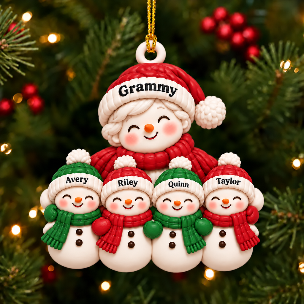 Personalized Names Snowman Family 3D Ornament – Christmas Gift