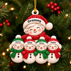 Personalized Names Snowman Family 3D Ornament – Christmas Gift