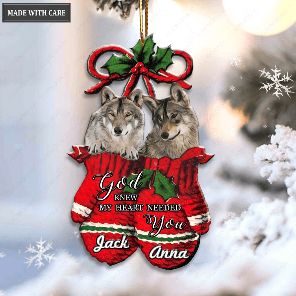 Wolf Couple God Knew My Heart Personalized Ornament