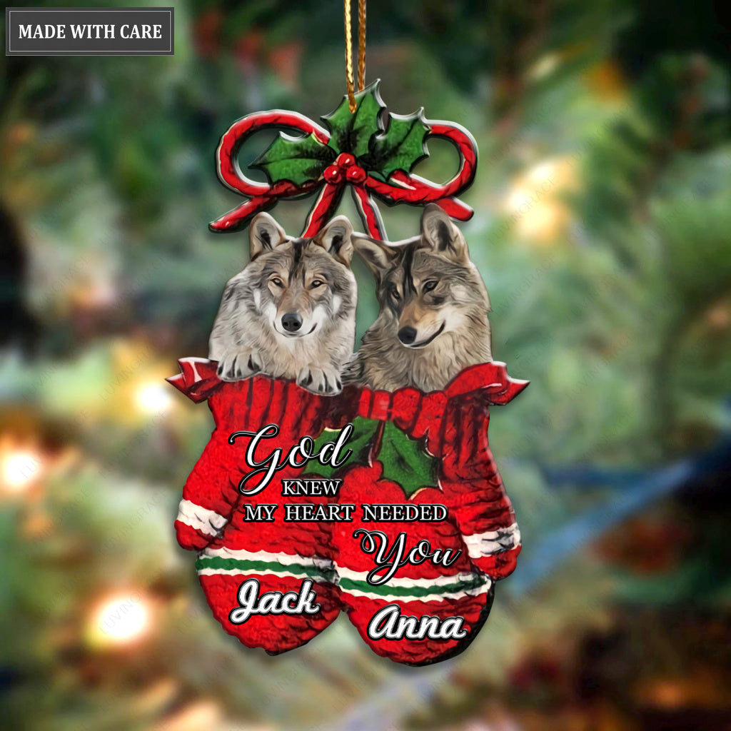 Wolf Couple God Knew My Heart Personalized Ornament
