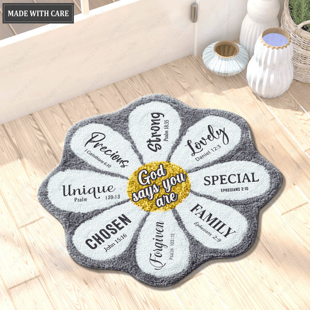Daisy God Says You Are Shaped Doormat