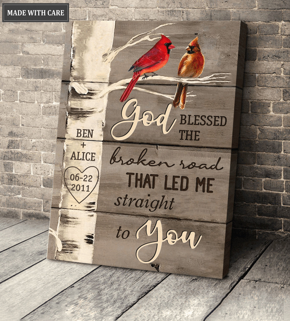 Personalized Cardinal God Blessed Canvas Wall Art