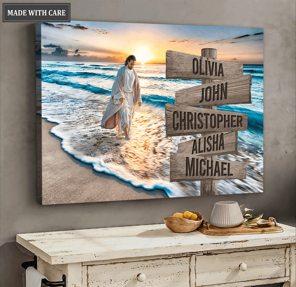 Personalized Family Jesus Walks On Water Wall Art
