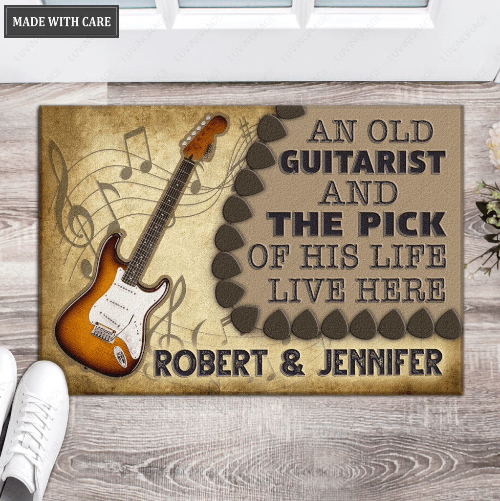 An Old Guitarist And The Pick Of His Life Personalized Doormat