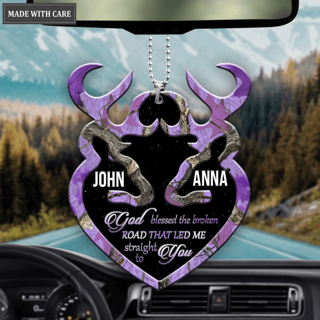 Purple Camo Personalized Buck And Doe God Blessed Ornament