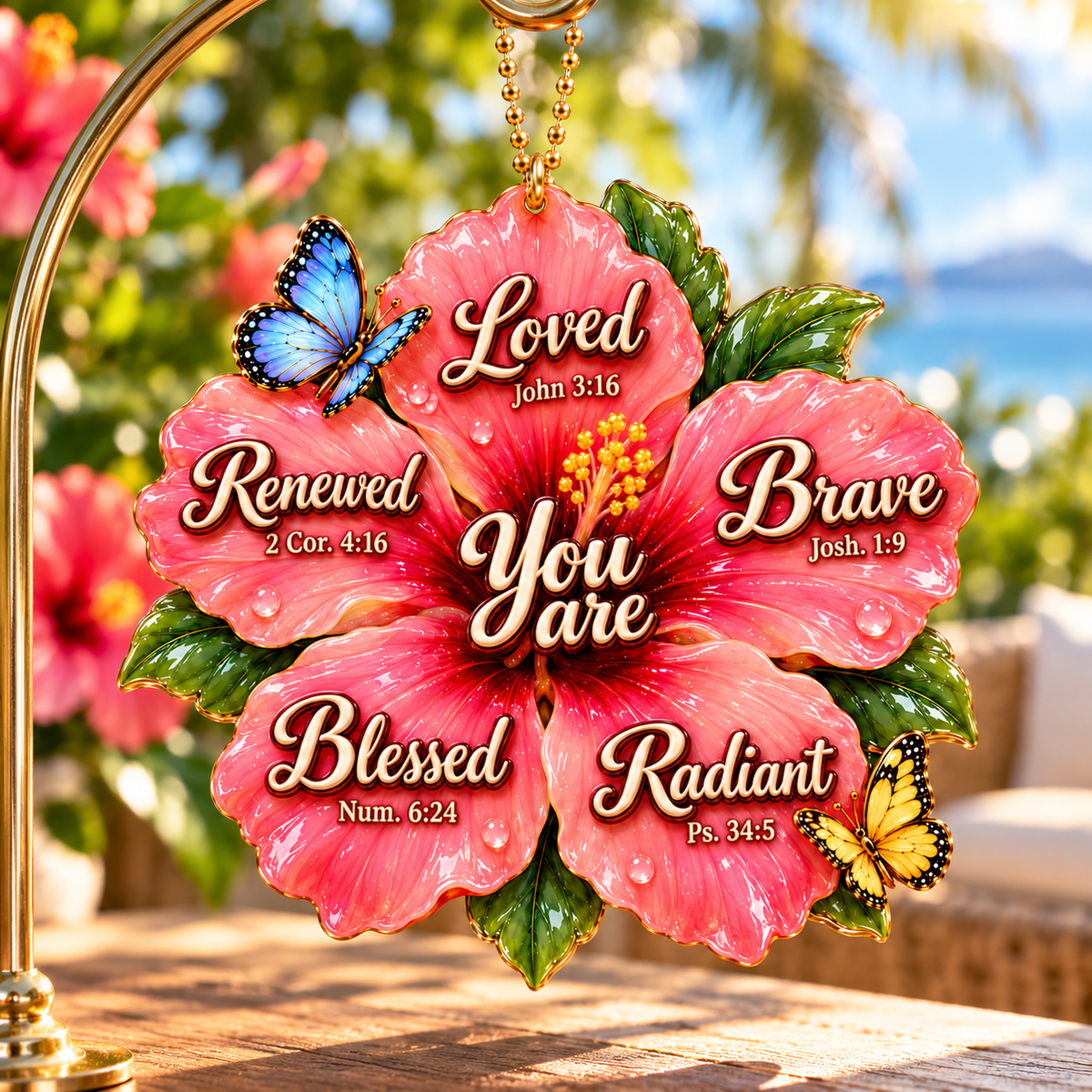 God Says You Are 3D Hibiscus Flower Ornament – Christian Faith Gift