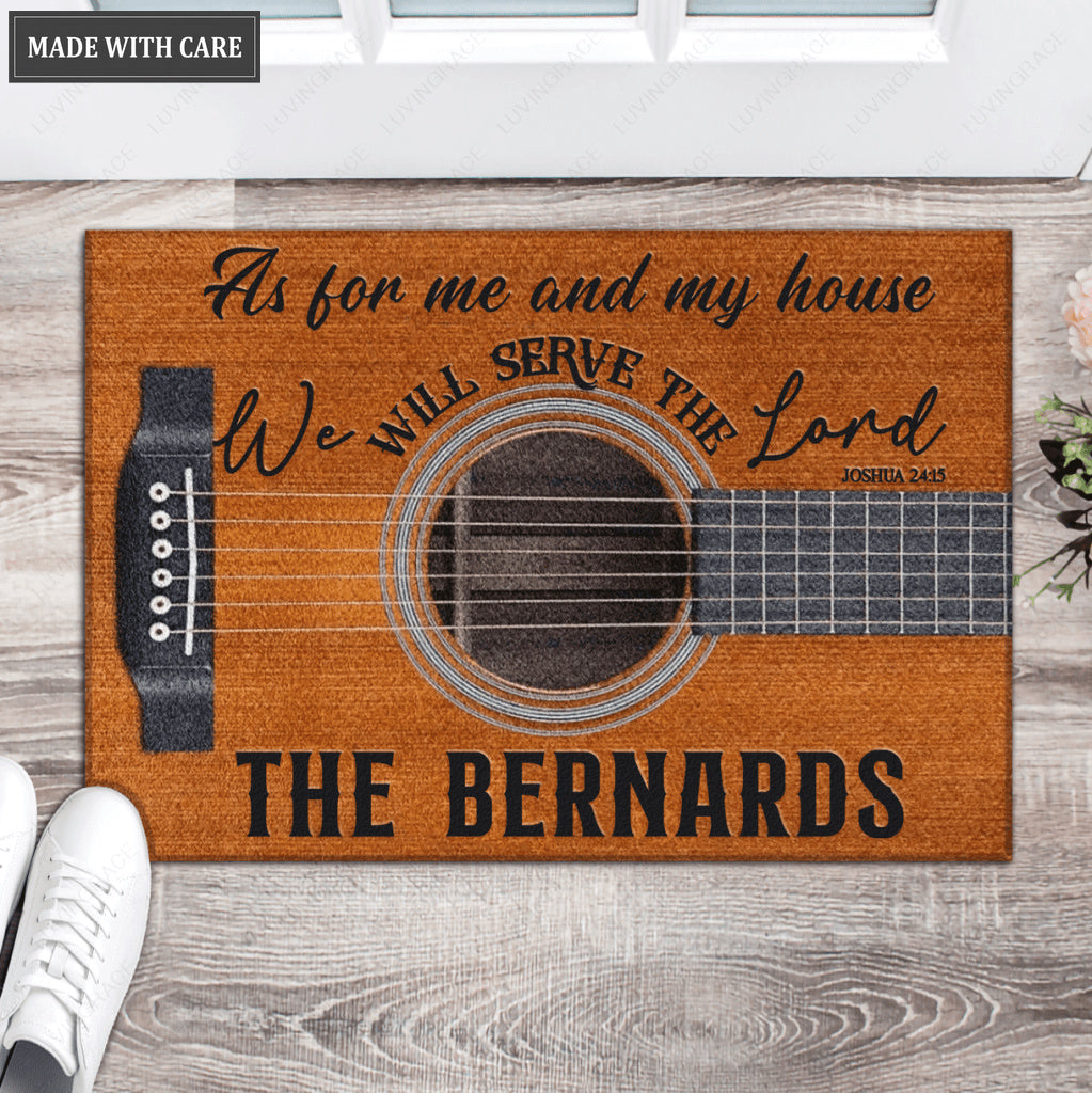 Guitar Serve The Lord Personalized Doormat