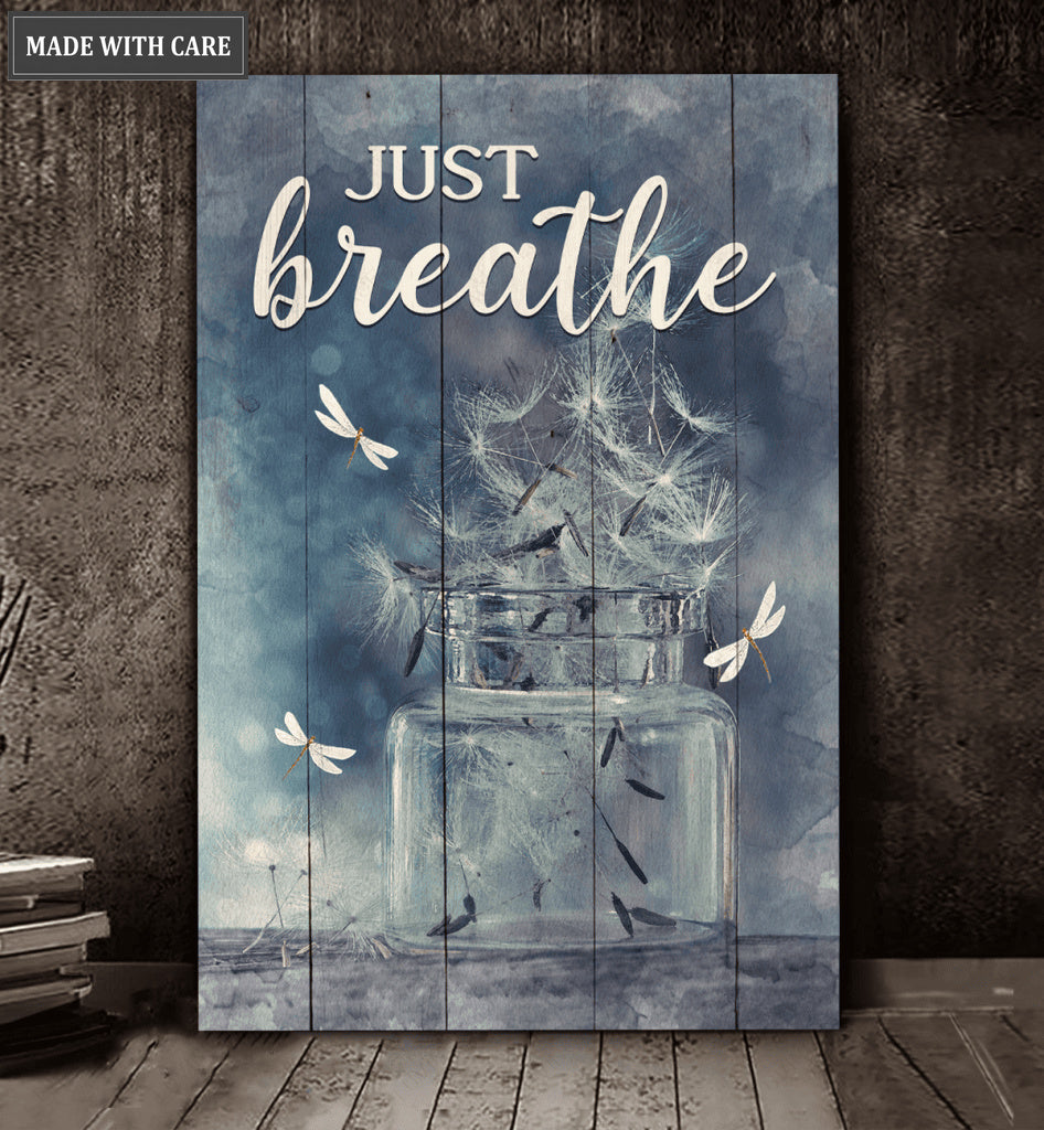 Glass Box Dandelion Just Breathe Wall Art