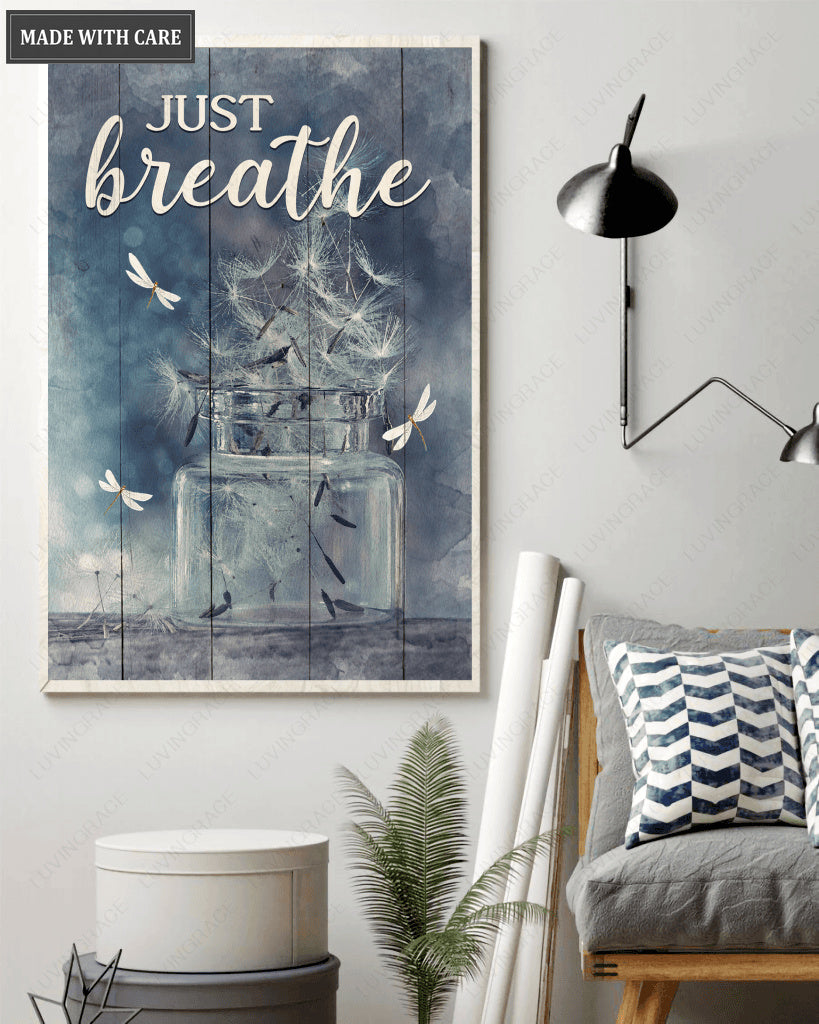 Glass Box Dandelion Just Breathe Wall Art