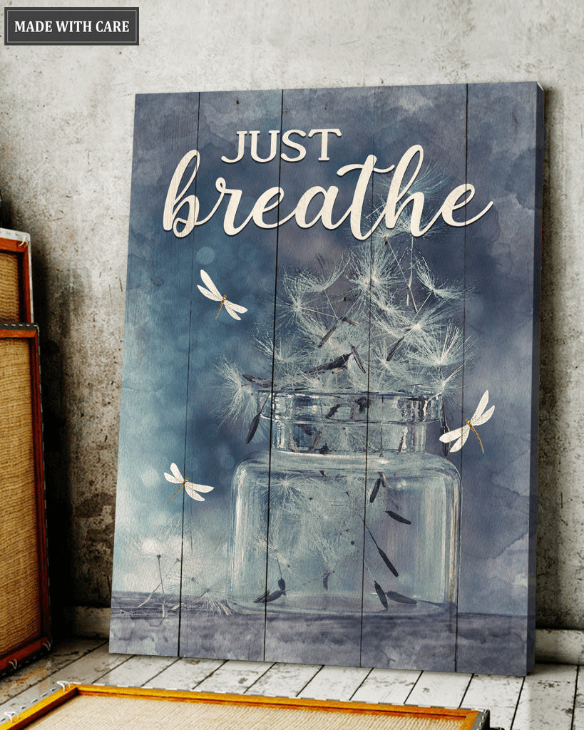 Glass Box Dandelion Just Breathe Wall Art