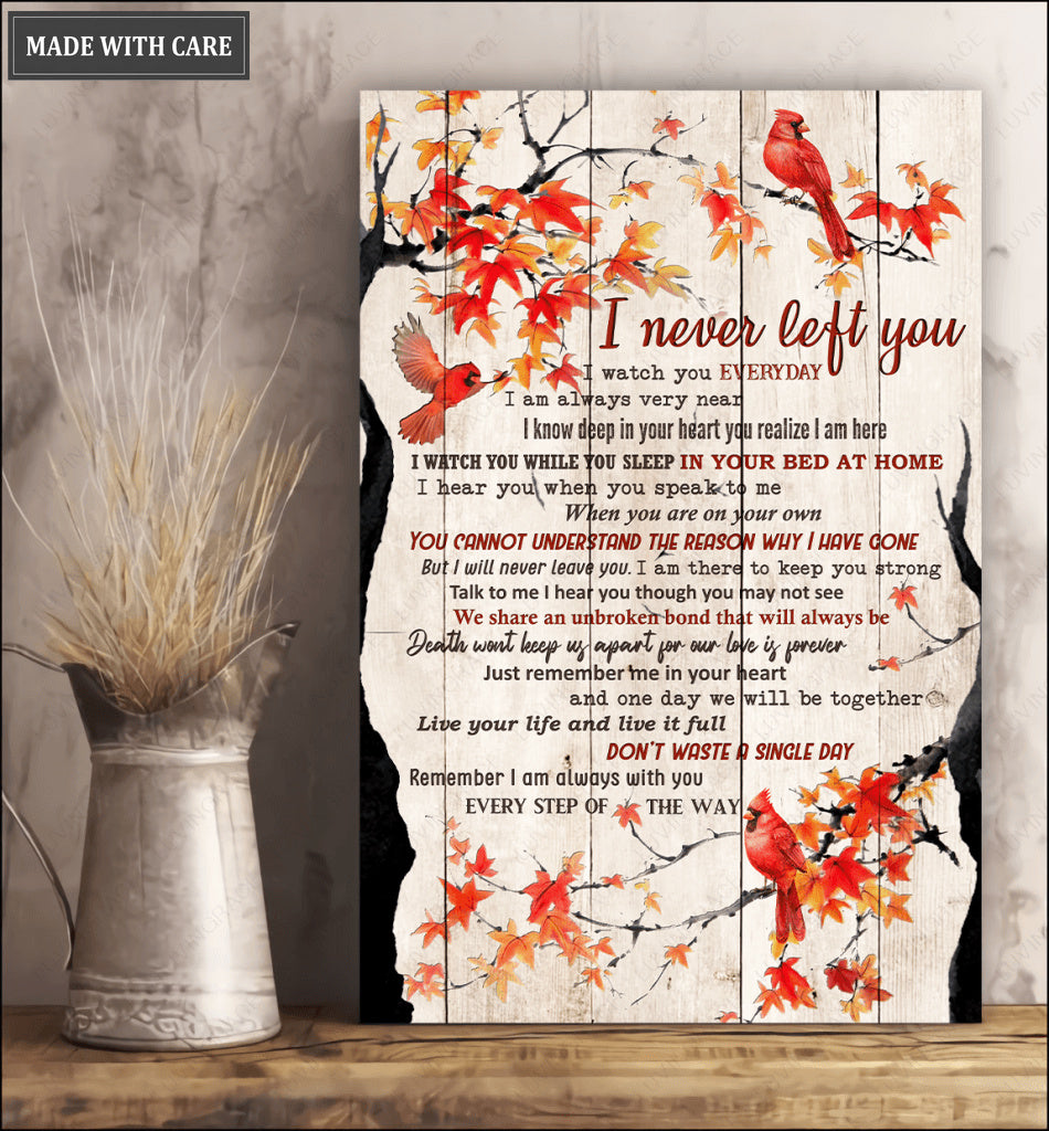 Orange Maple Red Cardinals I Never Left Wall Art
