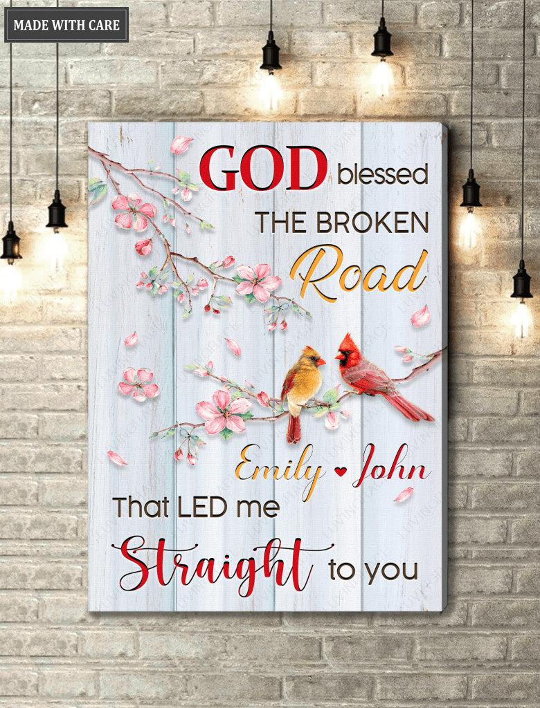 Personalized God Blessed Couple Bird Canvas Wall Art